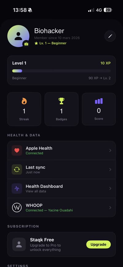 Profile with badges and achievements